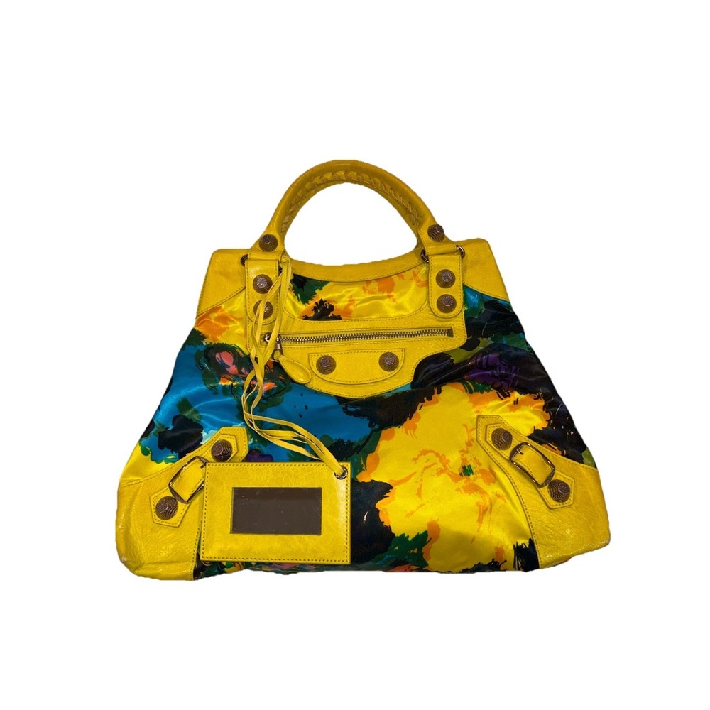 Balenciaga Yellow Floral Print Satin Giant 21 Velo Bag - Picture 8 of 16